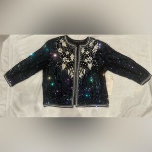 Women's Black Sequin Embellished Jacket NWT- size XL
